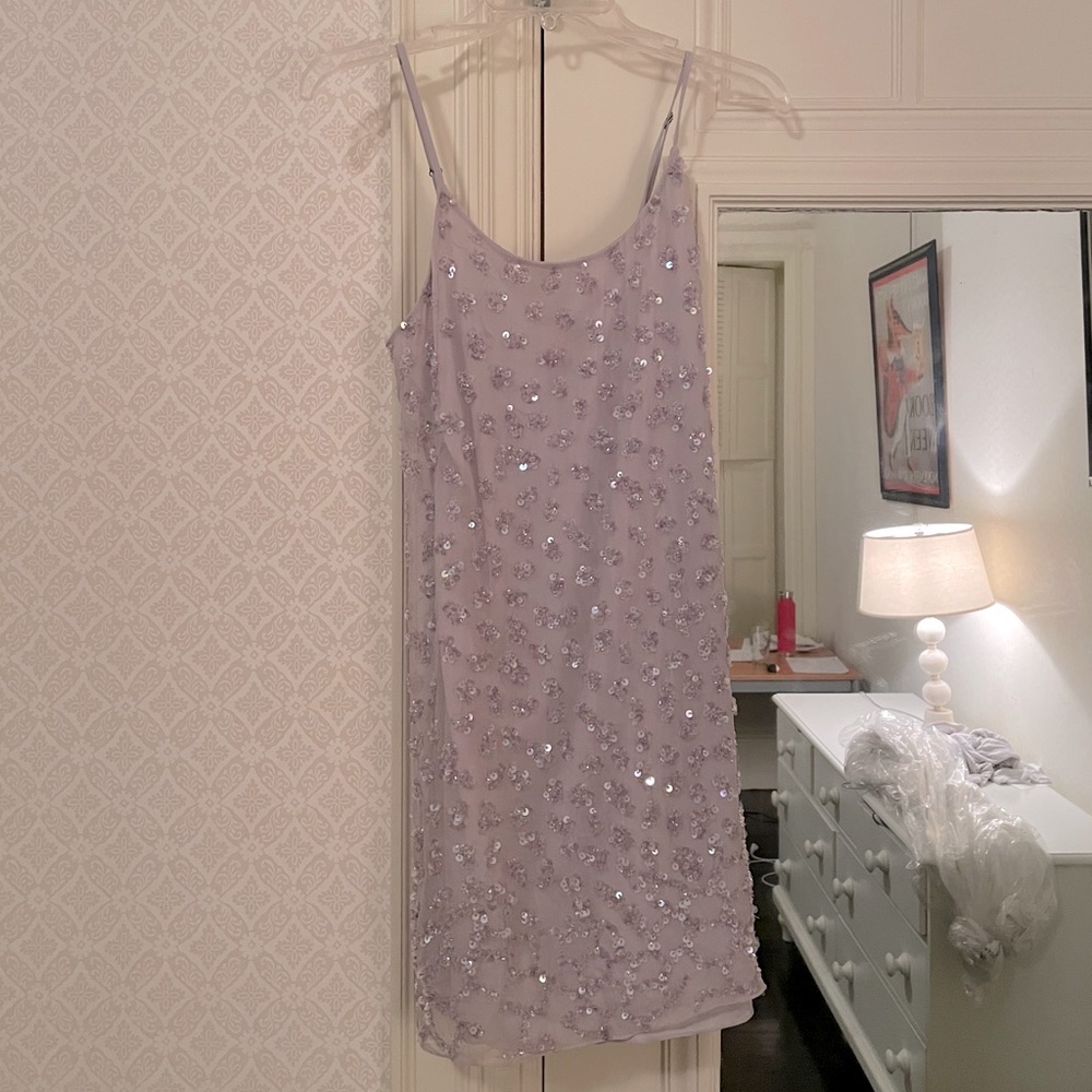 Alive and Olivia grey purple sequined mini dress